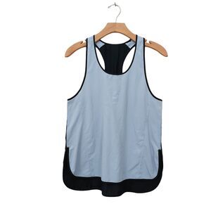 Lululemon Pump It Up Tank Top Womens Medium Blue Black Racerback Running Gym